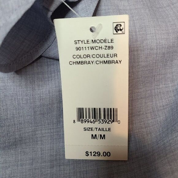 Chambray Grey-Blue Off-Shoulder Ruffle Dress - NWT - M - Picture 11 of 13